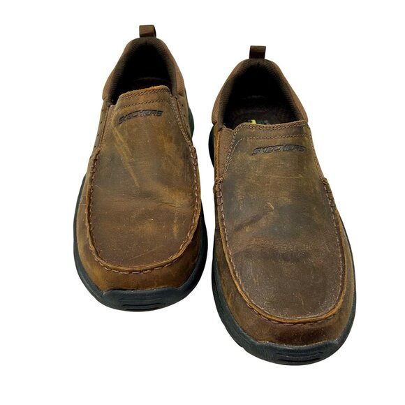 Skechers Mens Size 9.5 Brown Relaxed Fit Air Cooled Memory Foam Slip-On Shoes - Picture 3 of 9